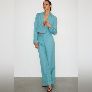 DYNAMITE Yasmin Straight Leg Linen Pants Turquoise, Size 8